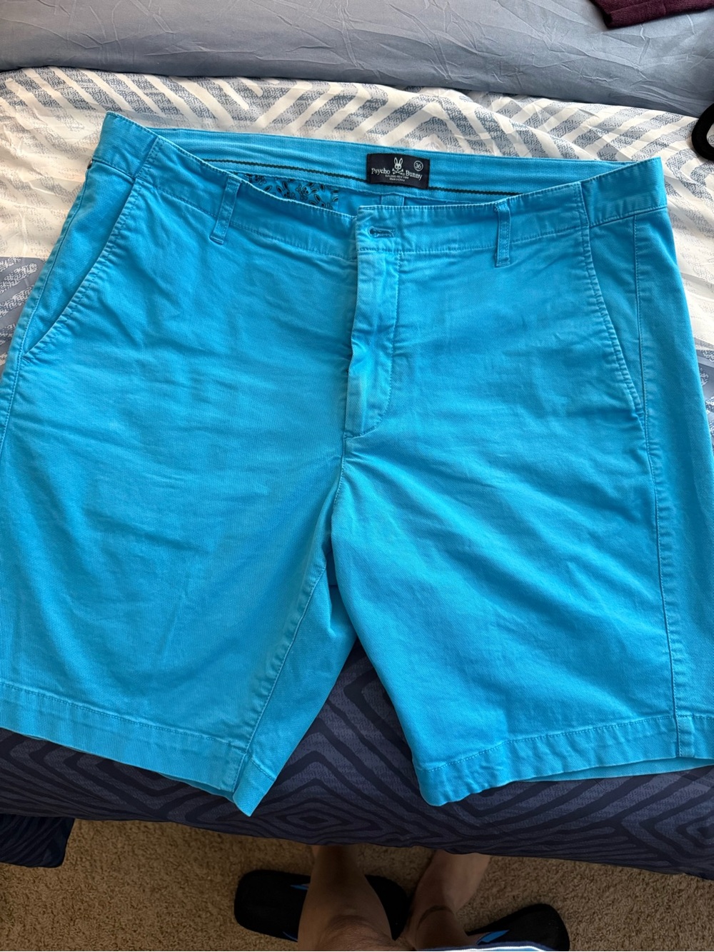 Psycho Bunny Men's Bright Aqua Flat Front Shorts